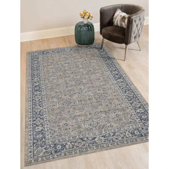 Amer Inara Blanche Gold Hand-Woven Wool Blend Area Rug 5'x8'