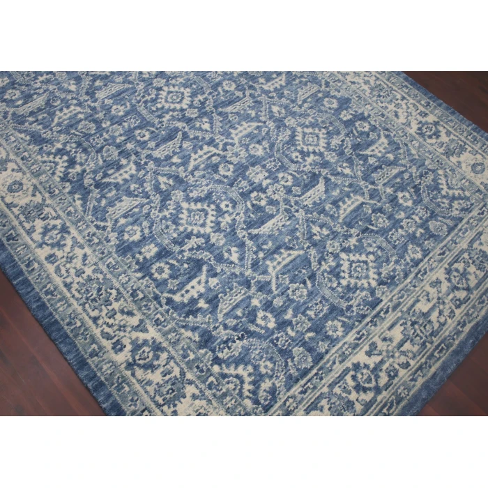 Amer Inara Blanche Blue Hand-Woven Wool Blend Area Rug 5'x8'