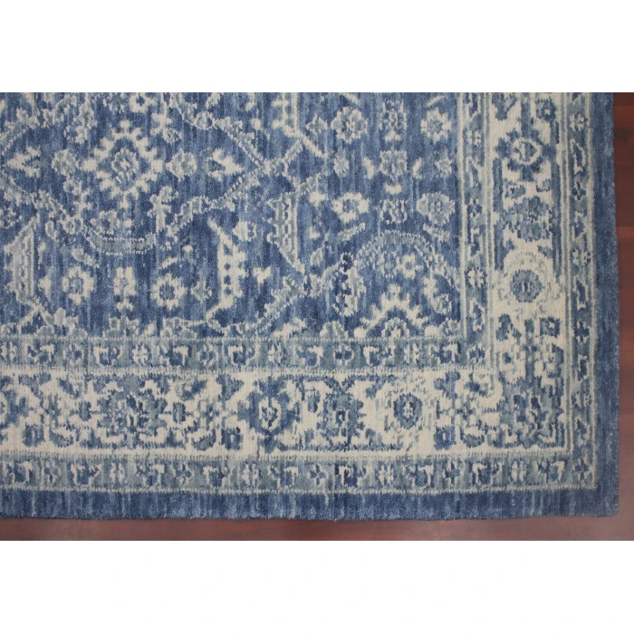 Amer Inara Blanche Blue Hand-Woven Wool Blend Area Rug 5'x8'
