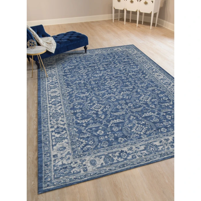 Amer Inara Blanche Blue Hand-Woven Wool Blend Area Rug 5'x8'