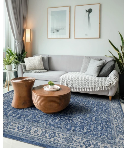 Amer Inara Blanche Blue Hand-Woven Wool Blend Area Rug 5'x8'