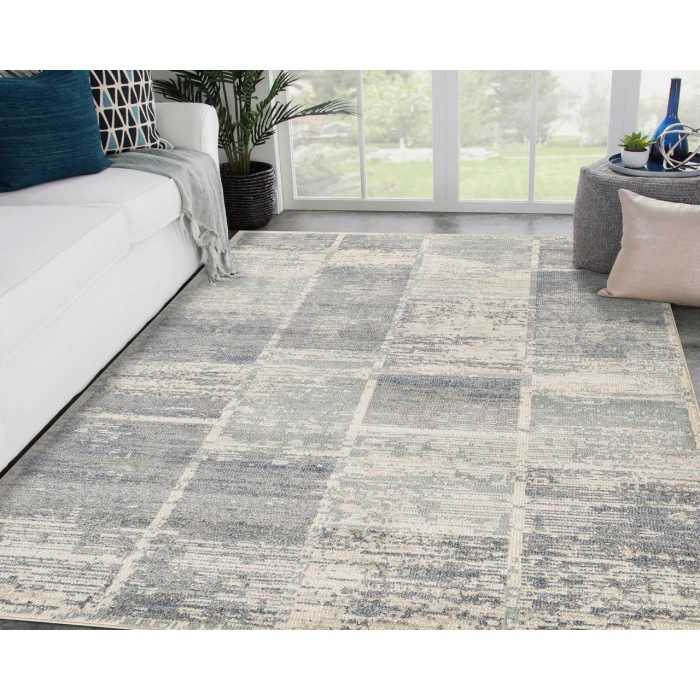 Jordan Aly Light Blue Modern Geometric Area Rug