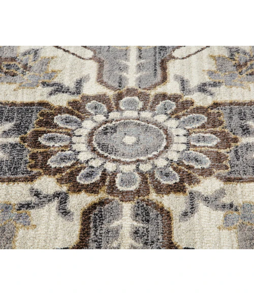 Jordan Eva Ivory/Blue Traditional Medallion Area Rug