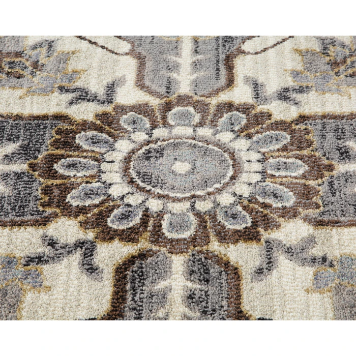 Jordan Eva Ivory/Blue Traditional Medallion Area Rug