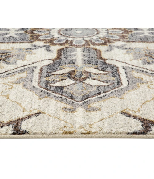 Jordan Eva Ivory/Blue Traditional Medallion Area Rug