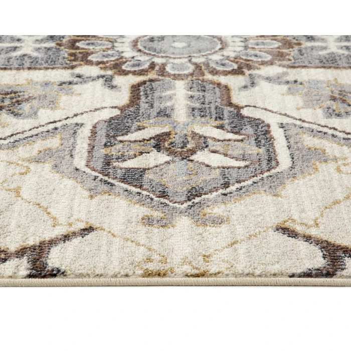 Jordan Eva Ivory/Blue Traditional Medallion Area Rug
