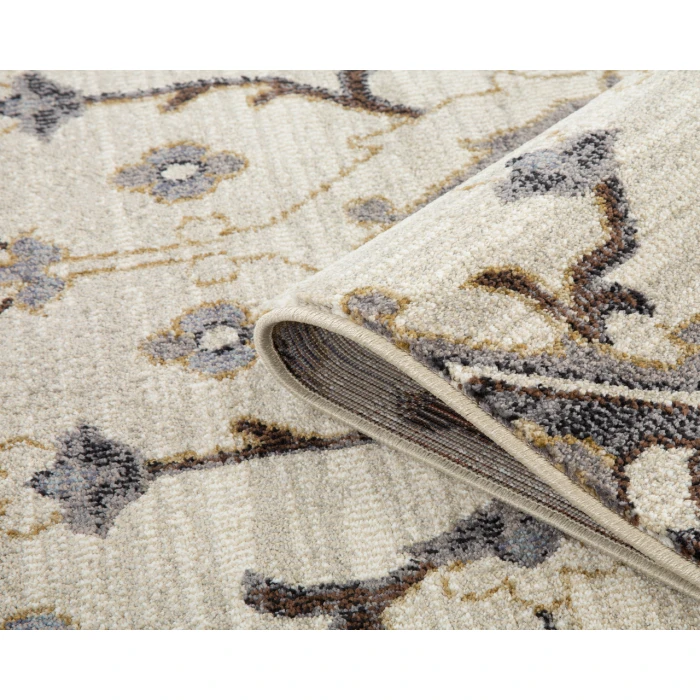 Jordan Eva Ivory/Blue Traditional Medallion Area Rug