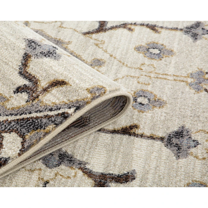 Jordan Eva Ivory/Blue Traditional Medallion Area Rug