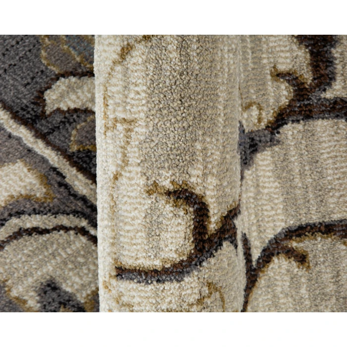 Jordan Eva Ivory/Blue Traditional Medallion Area Rug