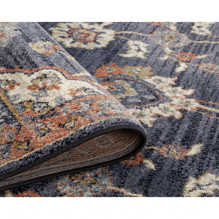 Jordan Bea Navy Blue Traditional Floral Area Rug