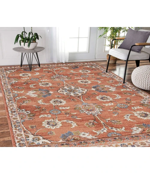 Jordan Bea Orange Traditional Floral Area Rug