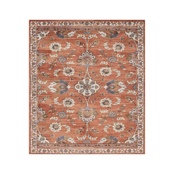 Jordan Bea Orange Traditional Floral Area Rug