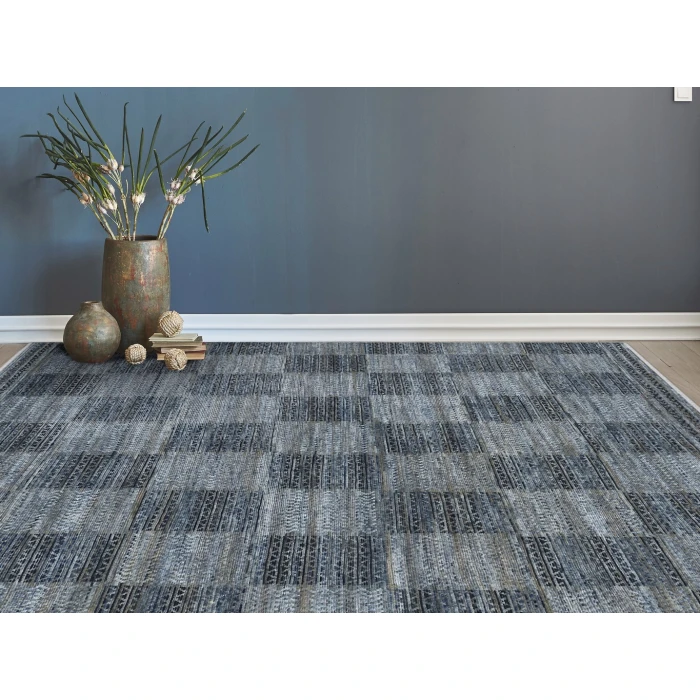 Amer Legacy Barton Gray/Blue Hand-Knotted Wool Area Rug 2'x3'