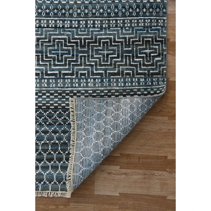 Amer Legacy Aleyn Blue Hand-Knotted Wool Blend Area Rug 2'x3'