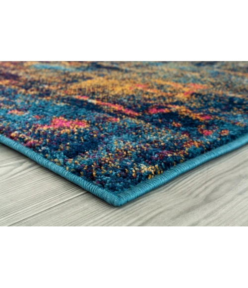 Amer Manhattan Bunnt Abstract Orange/Navy Area Rug 7'9"x11'