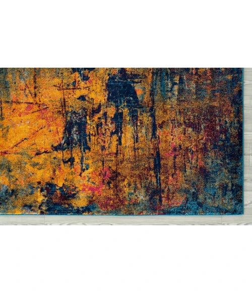 Amer Manhattan Bunnt Abstract Orange/Navy Area Rug 7'9"x11'