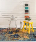 Amer Manhattan Bunnt Abstract Orange/Navy Area Rug 7'9"x11'