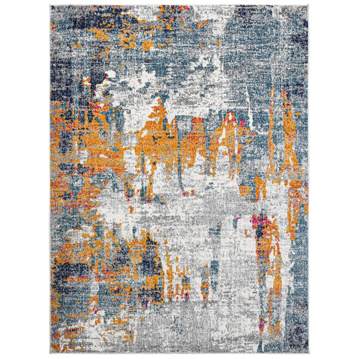 Amer Montana Joanna Orange/Blue Polypropylene Area Rug 2'x3'