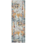 Amer Montana Joanna Orange/Blue Polypropylene Runner Rug 2'7"x8'