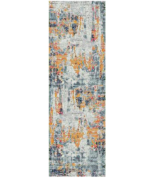 Amer Montana Joanna Orange/Blue Polypropylene Runner Rug 2'7"x8'