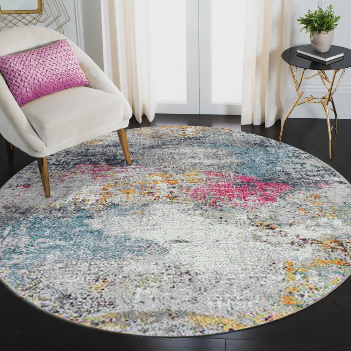 Amer Montana Lizette Blue/Pink Polypropylene Round Rug 7'6"x7'6"R