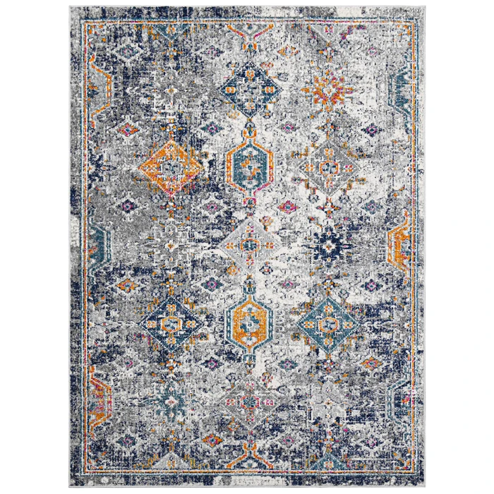 Amer Montana Myro Blue/Orange Polypropylene Area Rug 5'3"x7'6"