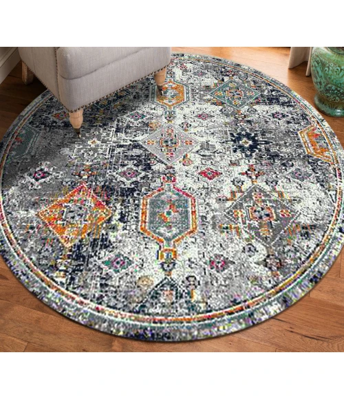 Amer Montana Myro Blue/Orange Polypropylene Round Rug 7'6"x7'6"R