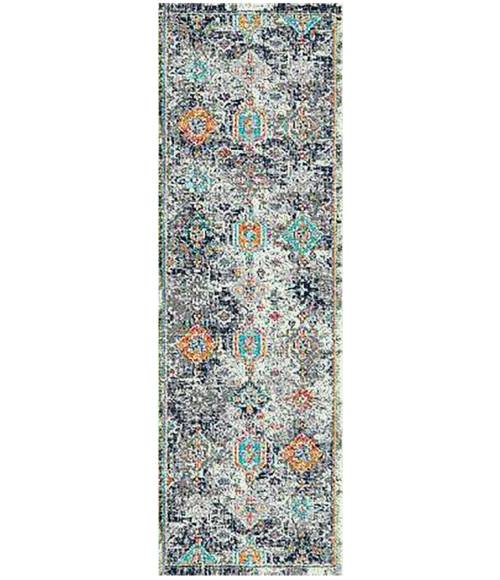 Amer Montana Myro Blue/Orange Polypropylene Runner Rug 2'7"x8'