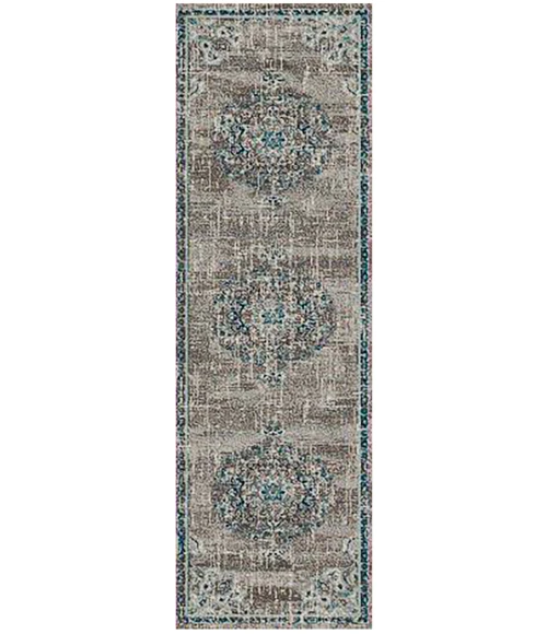 Amer Montana Nieves Teal Polypropylene Runner Rug 2'7"x8'