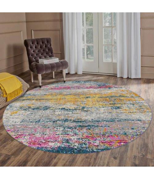 Amer Montana Blesilda Orange/Pink Polypropylene Round Rug 7'6"x7'6"R