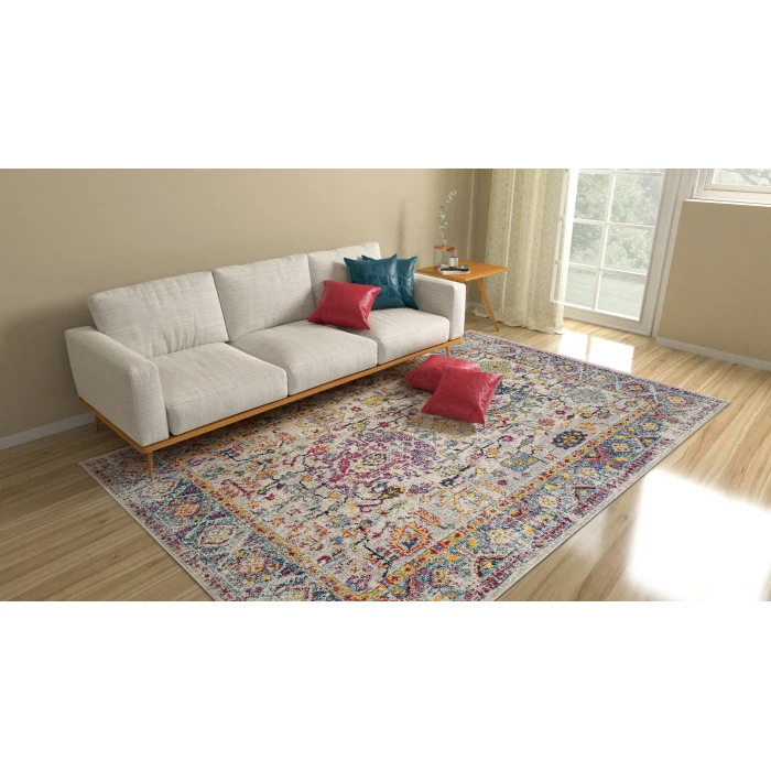 Amer Montana Carrey Gray/Orange Polypropylene Area Rug 5'3"x7'6"