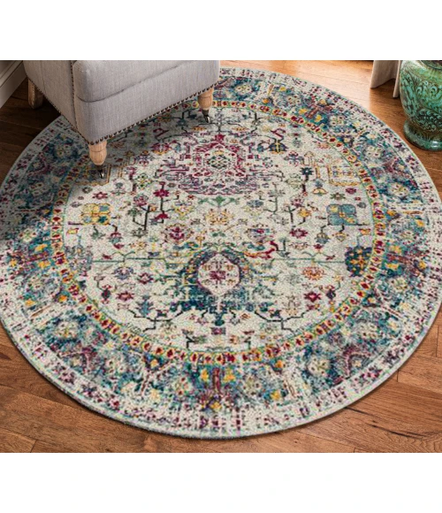 Amer Montana Carrey Gray/Orange Polypropylene Round Rug 7'6"x7'6"R