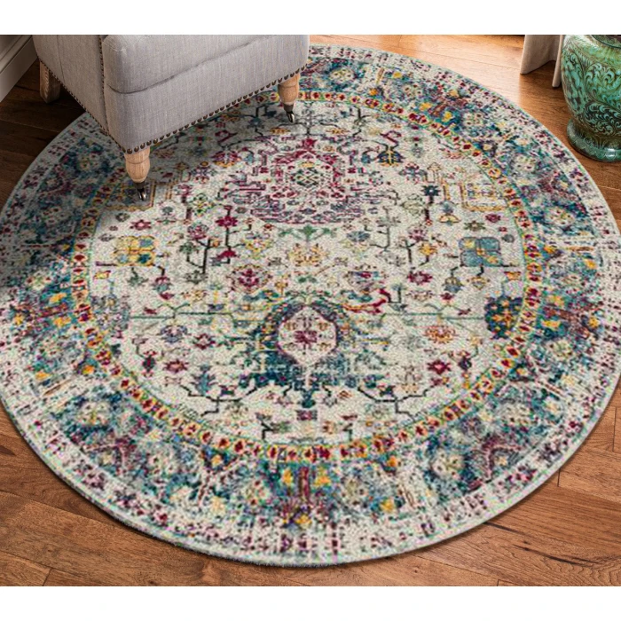 Amer Montana Carrey Gray/Orange Polypropylene Round Rug 7'6"x7'6"R
