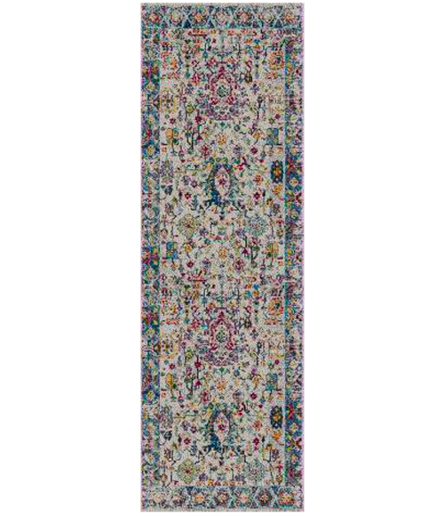 Amer Montana Carrey Gray/Orange Polypropylene Runner Rug 2'7"x8'