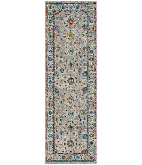 Amer Montana Estrel Ivory/Orange Polypropylene Runner Rug 2'7"x8'