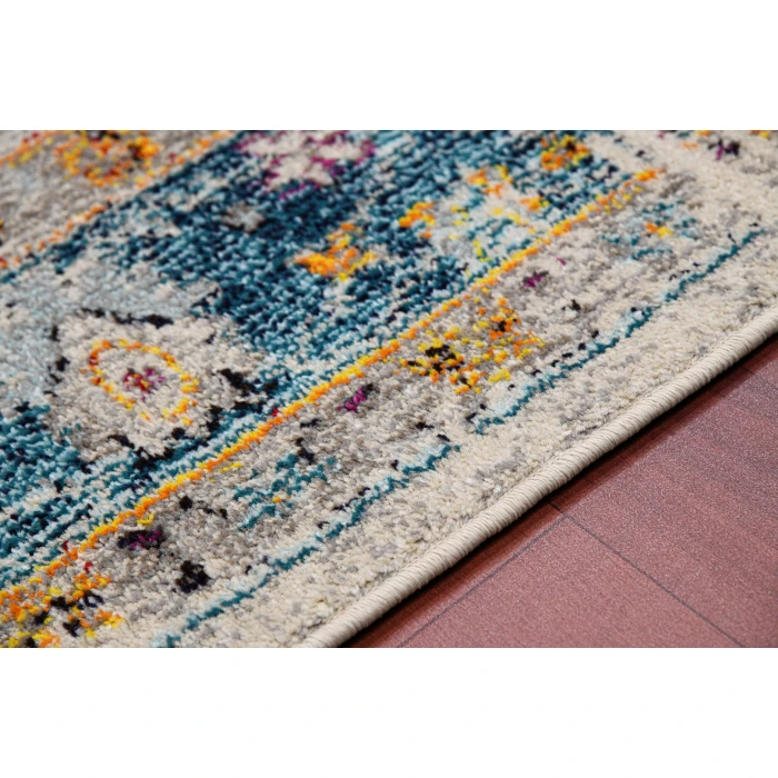 Amer Montana Filomina Blue/Orange Polypropylene Area Rug 3'3"x5'