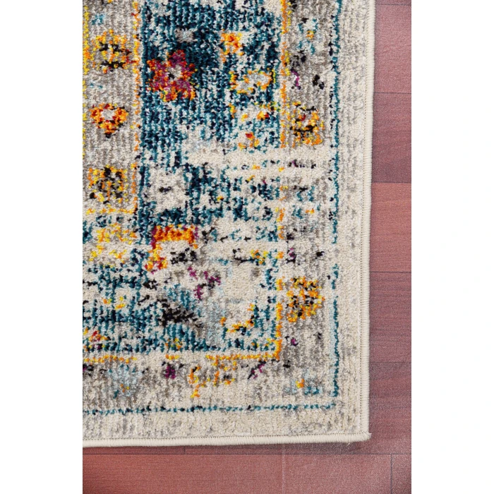Amer Montana Filomina Blue/Orange Polypropylene Area Rug 3'3"x5'
