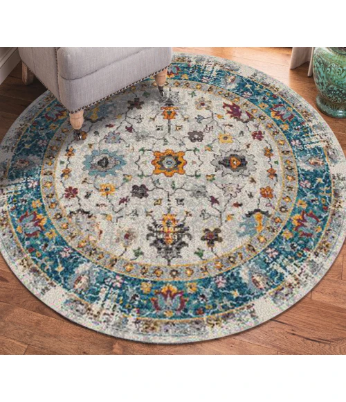 Amer Montana Filomina Blue/Orange Polypropylene Round Rug 7'6"x7'6"R