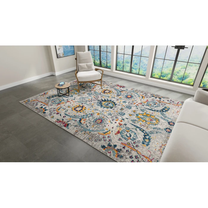 Amer Montana Glaiza Ivory/Orange Polypropylene Area Rug 5'3"x7'6"