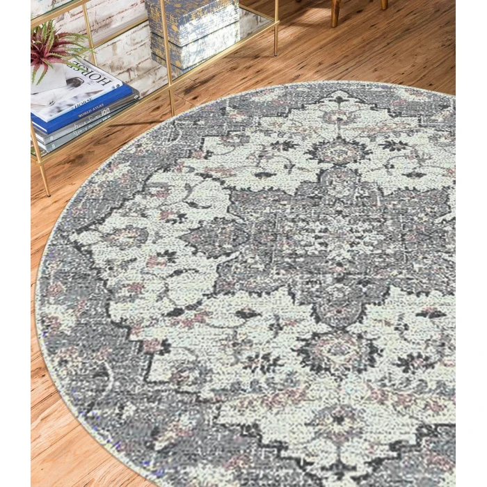 Amer Montana Herris Gray Polypropylene Round Rug 7'6"x7'6"R