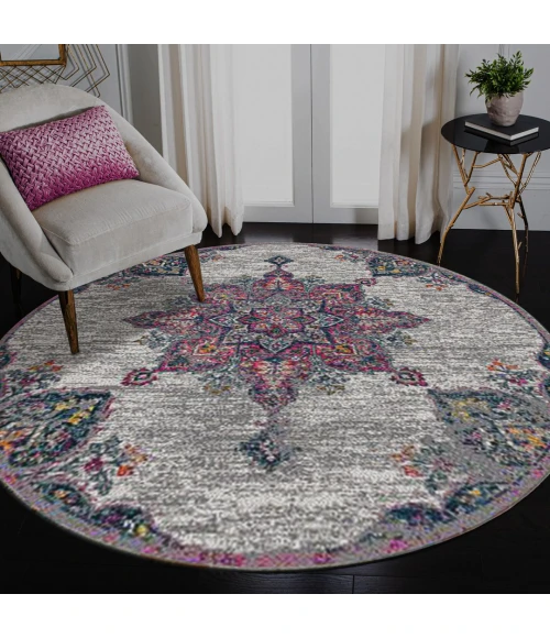 Amer Montana Isabelle Pink Polypropylene Round Rug 7'6"x7'6"R