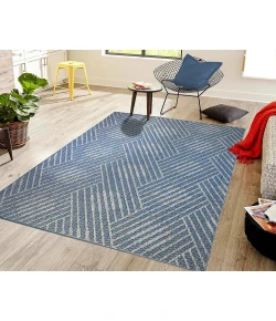 Amer Maryland Abbel Blue Geometric Indoor/Outdoor Rug 63" x 96"