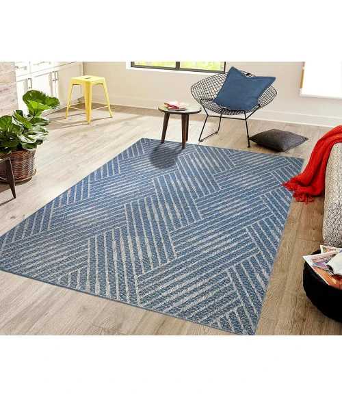 Maryland Abbel Blue Geometric Indoor/Outdoor Area Rug