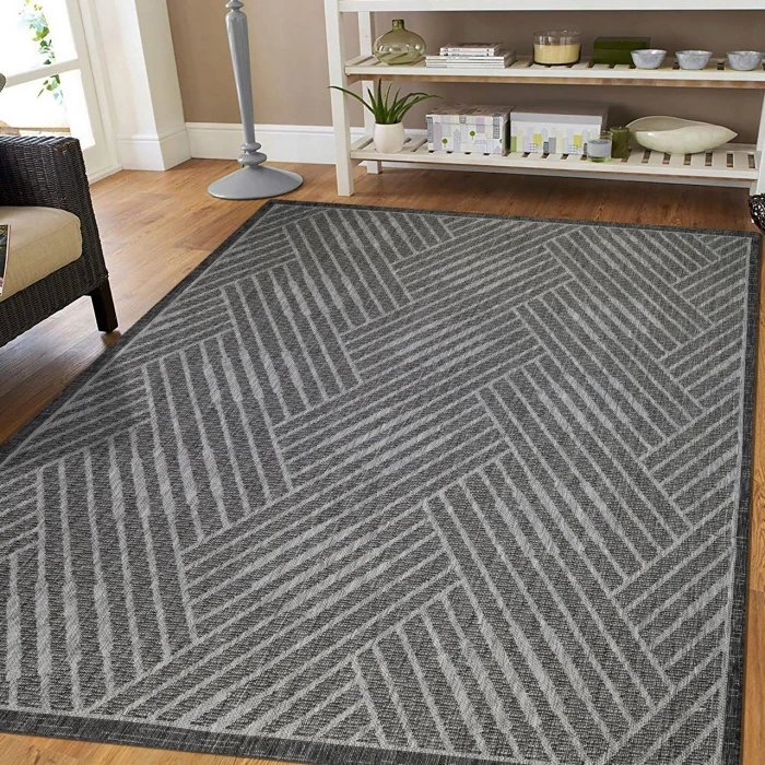 Maryland Abbel Fossil Gray Geometric Indoor/Outdoor Area Rug
