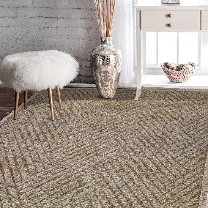 Maryland Abbel Champagne Geometric Indoor/Outdoor Area Rug