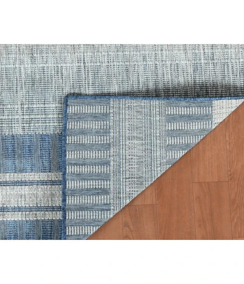 Maryland Blessy Blue Striped Indoor/Outdoor Area Rug