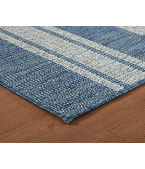 Maryland Blessy Blue Striped Indoor/Outdoor Area Rug
