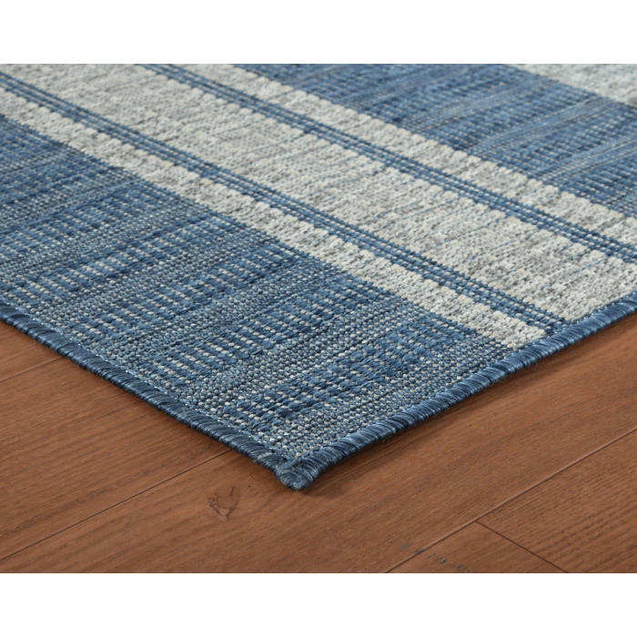 Maryland Blessy Blue Striped Indoor/Outdoor Area Rug