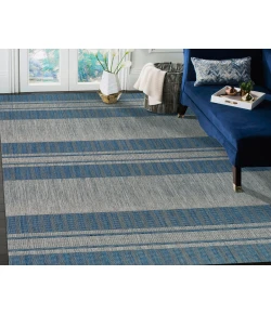 Amer Maryland Blessy Blue Striped Indoor/Outdoor Rug 96" x 120"