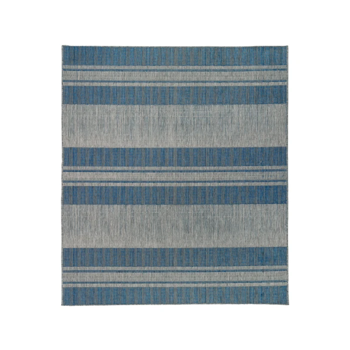 Maryland Blessy Blue Striped Indoor/Outdoor Area Rug